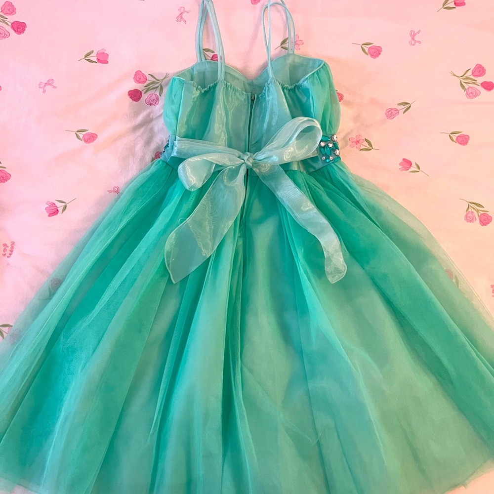 Turquoise tulle kids dress 👗🪽